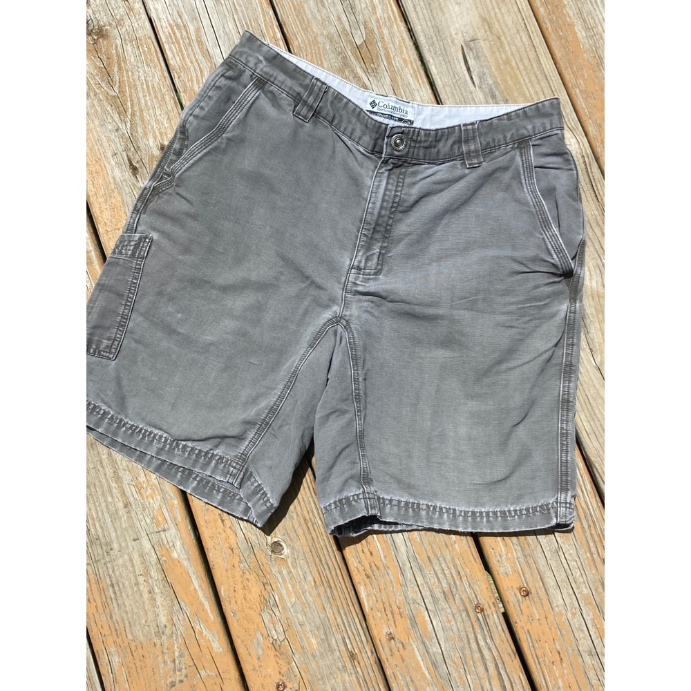 Columbia Sportswear Mens Gray Canvas Cotton Utility Shorts Size 32 9 Inch Inseam